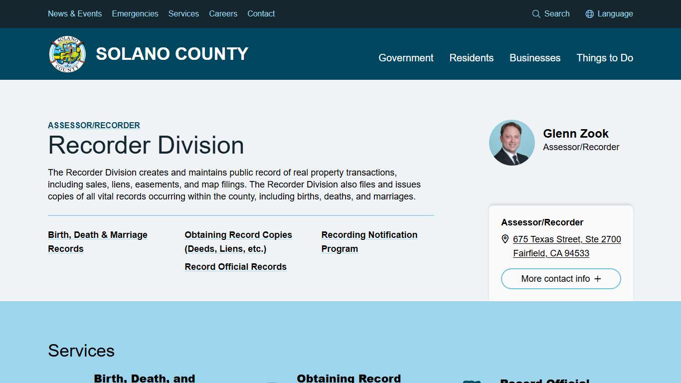 Recorder Division | Solano County, California